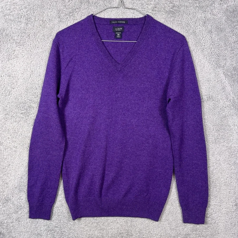 J.Crew Cashmere Sweater Men XS 100% Italian Cashmere Slim V Neck Pullover Jumper